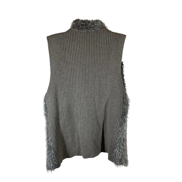 CABI Faux Fur Alpaca Mohair Ribbed Knit Back Drape Sweater Vest Size M #180 - Picture 4 of 9